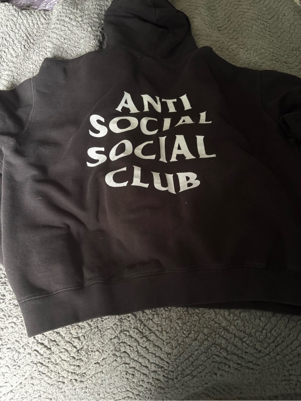 Anti Social Social Club Men's Black Crewneck Hoodie with White Logo